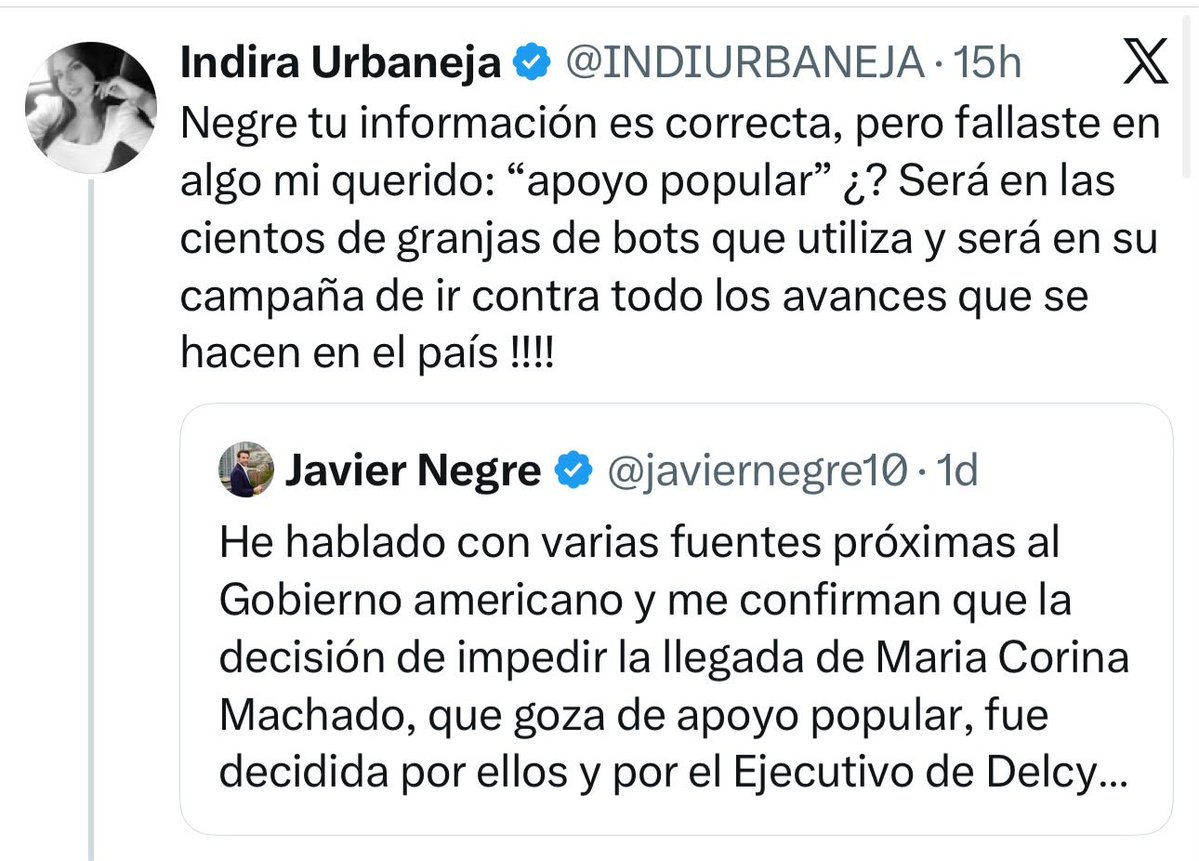 rondon_EA26's tweet photo. La publicación de Javier Negre solamente es respaldada por amplificadores y propagandistas del régimen chavista. Si entran a las citas y los comentarios todo lo demás son críticas. Qué bárbaro la imagen que está dejando uno que solía presentarse como conservador y aliado de la causa. 

El desprestigio es total.