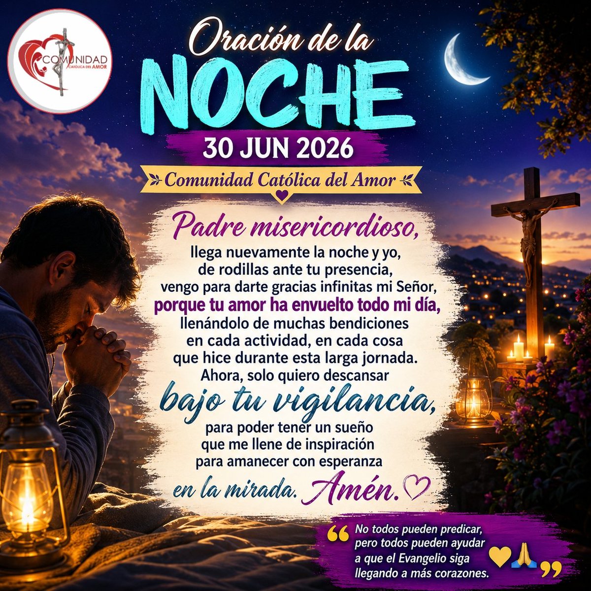 comunidadCCA's tweet photo. 💙 Haz esta oración con fe y permite que la paz del Señor llene tu noche y renueve tus fuerzas para un nuevo amanecer. https://t.co/70krNvn6Gx