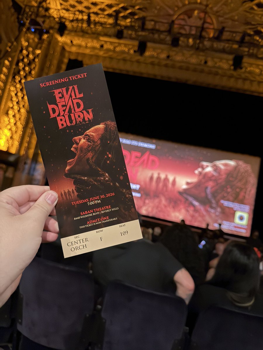 3CFilmss's tweet photo. Dreams are coming true at the #EvilDeadBurn special fan event🥲🩸#NowSeated #WBInvited https://t.co/T9yEQ4A5Sa