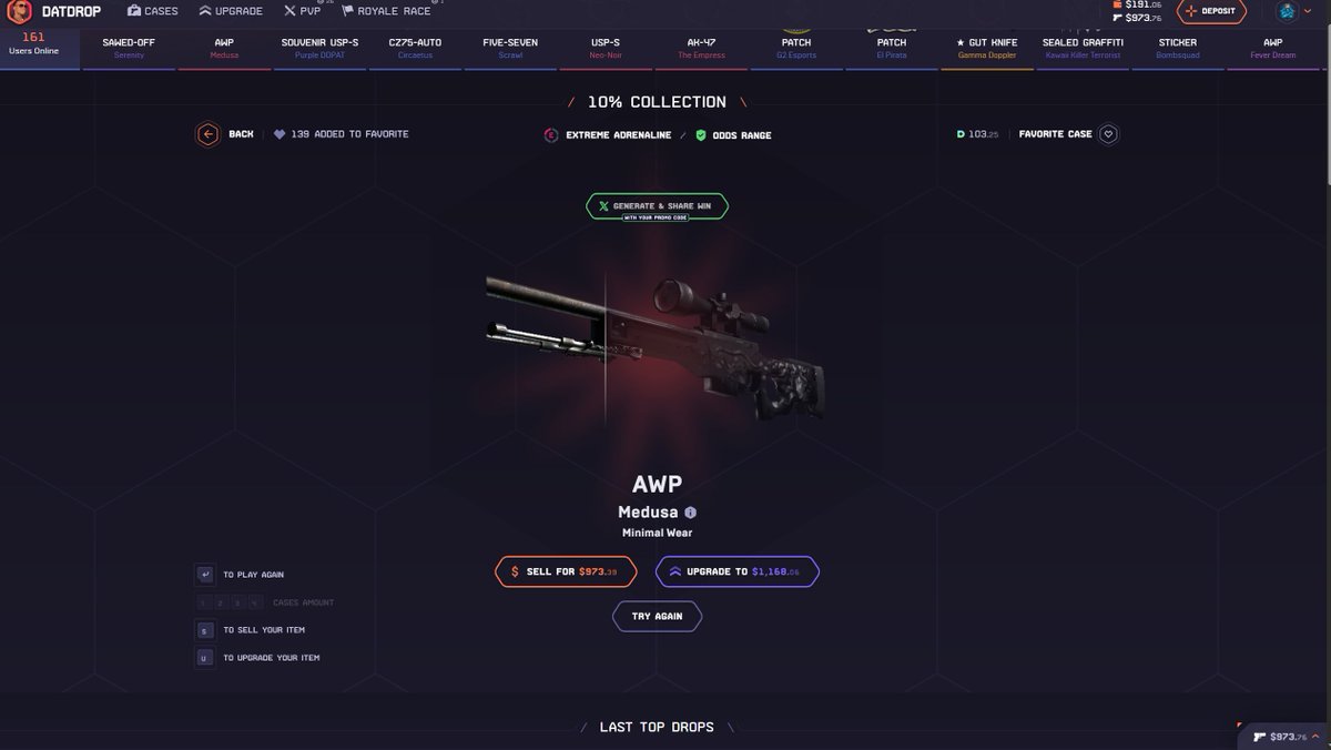 Smackdowness's tweet photo. First day back on @DATDropCases in almost a decade and running it up like the old days!

Solo opening 10% Collection case with some borrow mode $20 to $970

$50 RETWEET (Rolling in 4 days)

$1,750 BI WEEKLY LEADERBOARDS 
https://t.co/vDUsISiBEU

CODE SMACKDOWNESS: https://t.co/qJ9SNfKnft