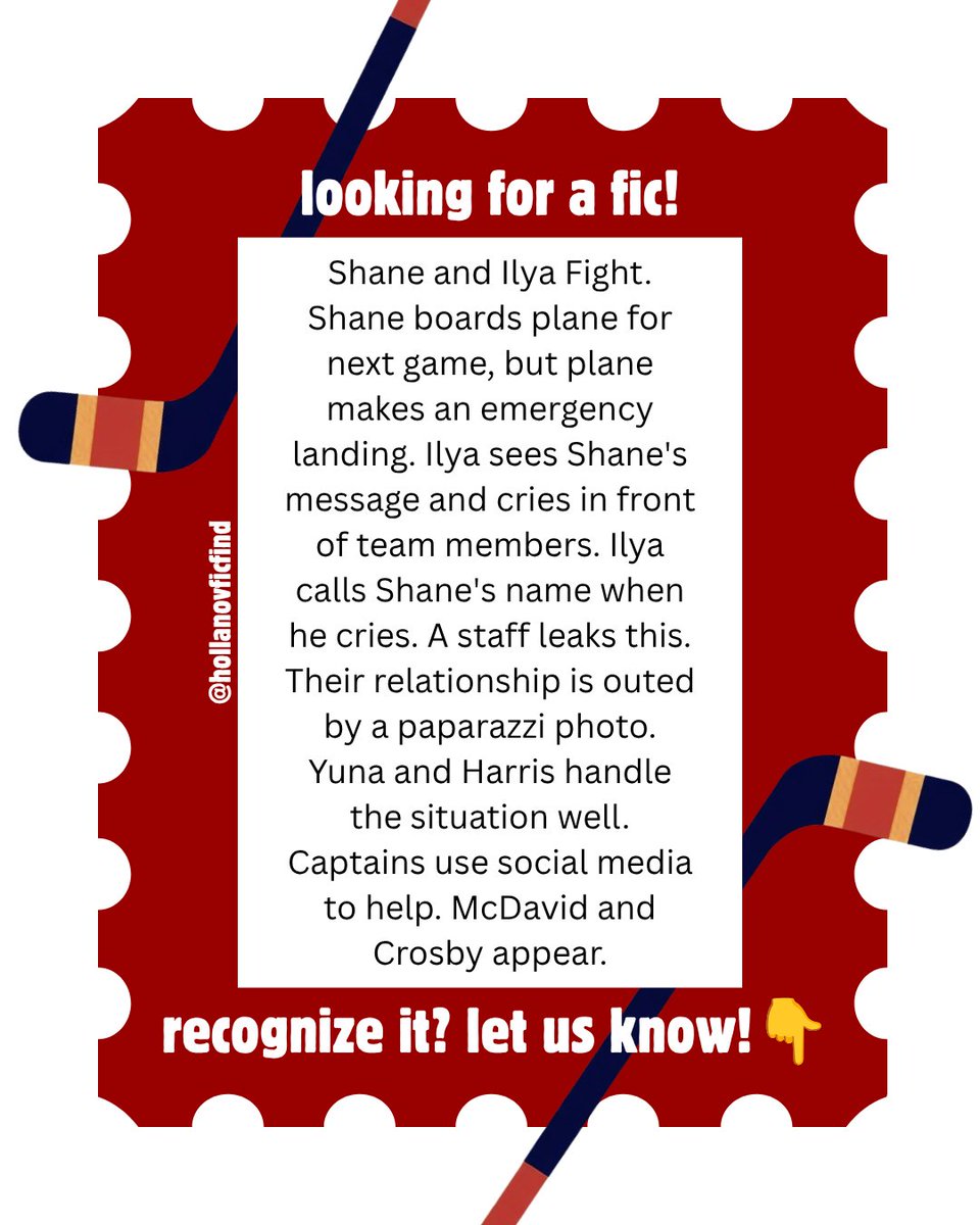 hollanovficfind's tweet photo. 🏒 looking for a fic! 🏒

recognise it? please let us know! 👇 https://t.co/biRjN9wfOL