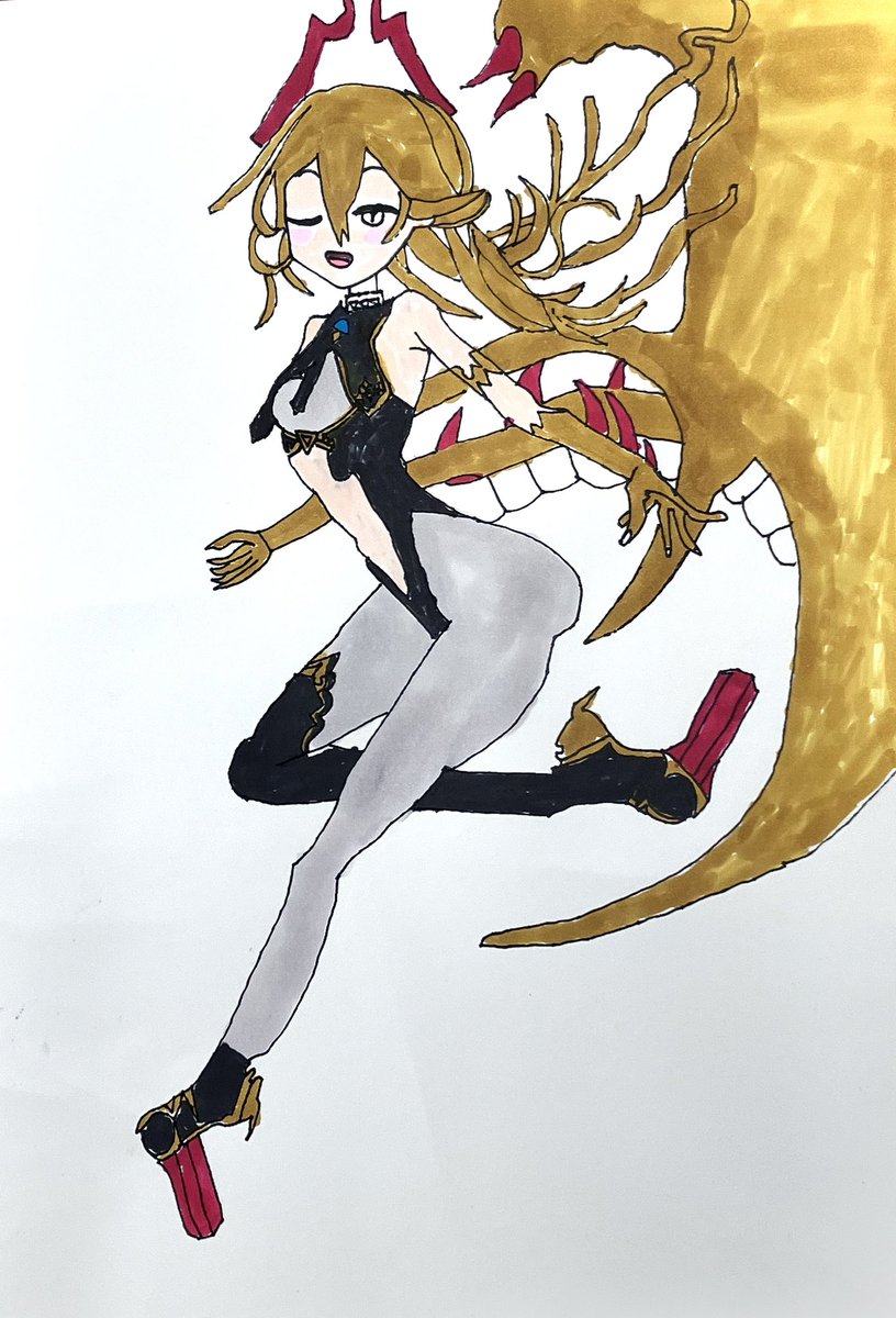 LOTUScann's tweet photo. 普段絵を描いてる僕がドラゴンを使ったら9連勝出来ました！！

記念にリュミオール描きました！！

#シャドーバース
#ShadowverseWB
#リュミオール
#アナログ
#イラスト https://t.co/ZhG3phwtb2
