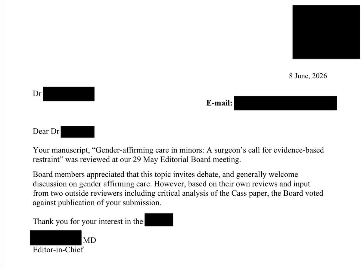 jonkay's tweet photo. In my @quillette investigation of the CPS, I described how a clique of stridently pro-"affirmation" doctors still controls the Cdn debate on childhood transition 
E.g. Dr Daniel Metzger, who calls the Cass Review "garbage"
Some frustrated Cdn doctors have been sharing their experiences with me—including one who had his article on GAC rejected from a Cdn journal bcuz … he’d cited the Cass Review