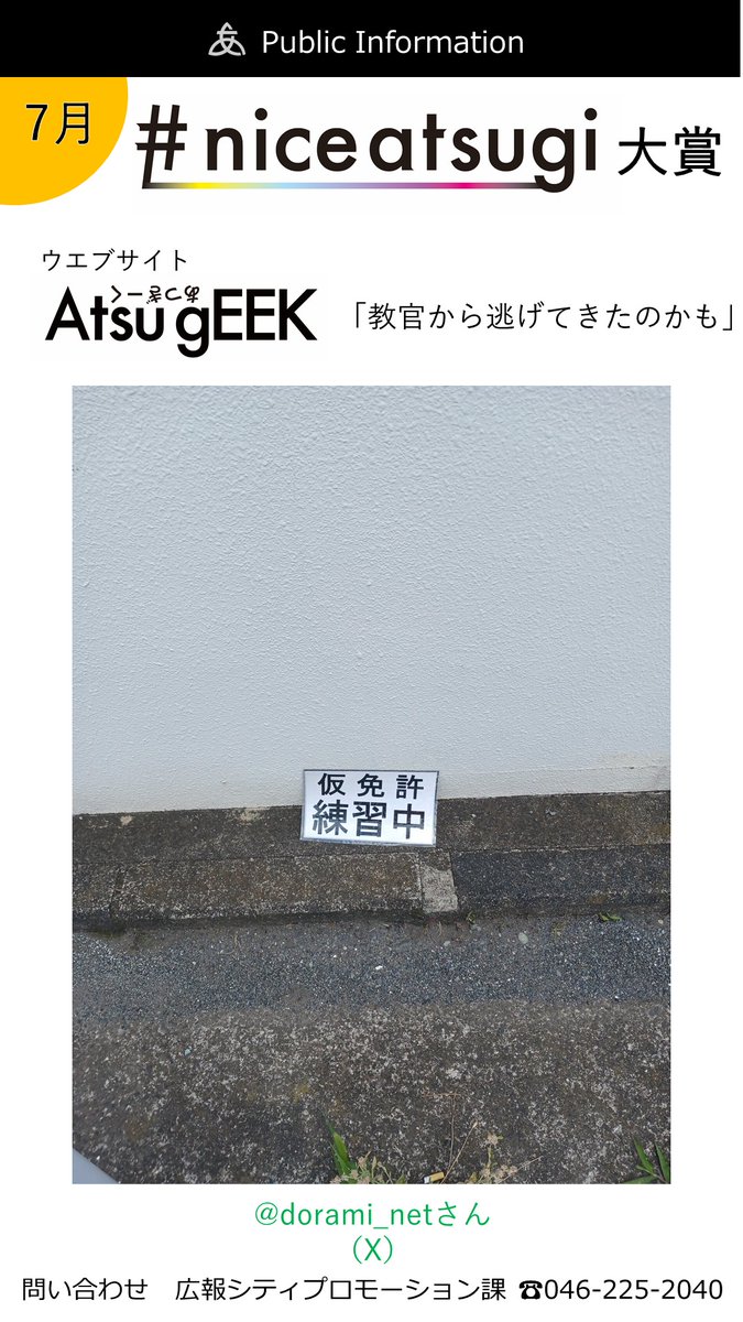 AtsugiCity's tweet photo. 7月のniceatsugi大賞です！おめでとうございます！✨ https://t.co/XpwjKA95DP
