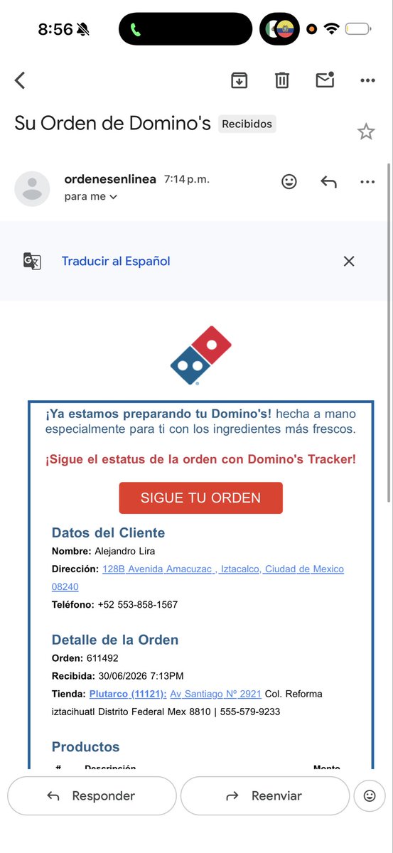 AlexLiraG's tweet photo. Dos horas para un pedido? Es normal  esto? @dominosmx https://t.co/gimMOuJak6