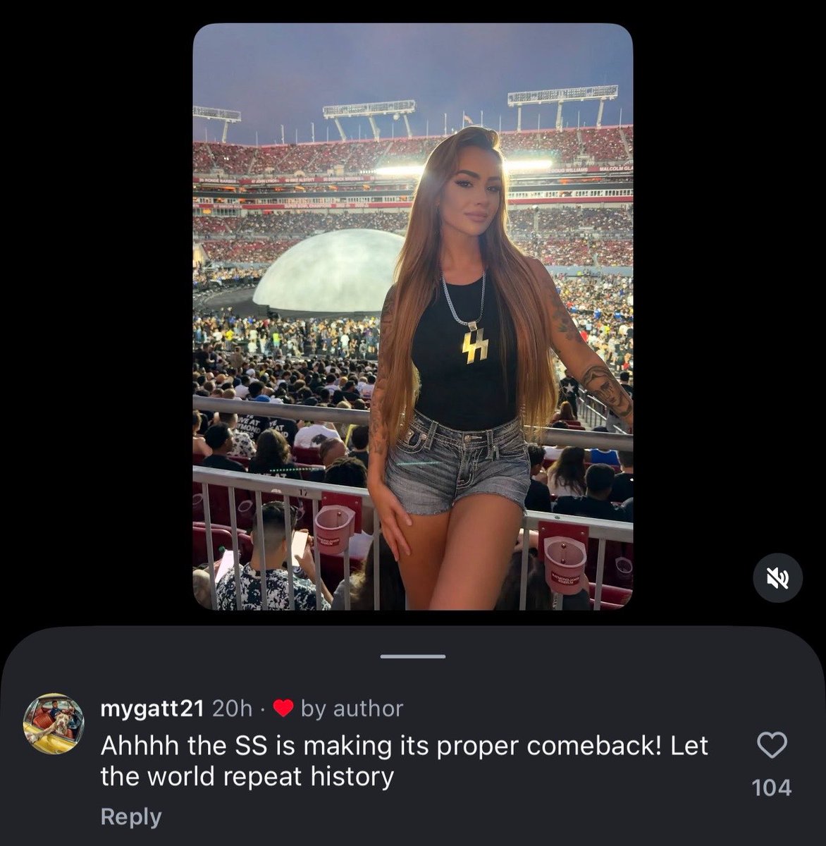 StopAntisemites's tweet photo. It’s bad enough this woman posed with SS bolts at a Kanye West concert. 

Even worse, former Navy member Nicholas Mygatt responded “The SS is making its proper comeback. Let the world repeat history!”
 The SS was a central instrument of the Nazi regime, responsible for carrying out mass murder, terror, and the Holocaust. 

6 million Jews were murdered during the Holocaust, alongside millions of other victims targeted by the Nazis. Praising the SS or calling for its return isn't edgy; it's an endorsement of one of history's most brutal systems of persecution and mass murder.