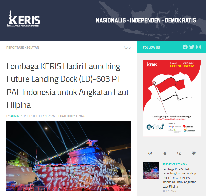 KERIS_BACKUP's tweet photo. Lembaga KERIS Hadiri Launching Future Landing Dock (LD)-603 PT PAL Indonesia untuk Angkatan Laut Filipina

Artikel lengkap: https://t.co/JOi7GTie8z https://t.co/cFaBTZhM6Y