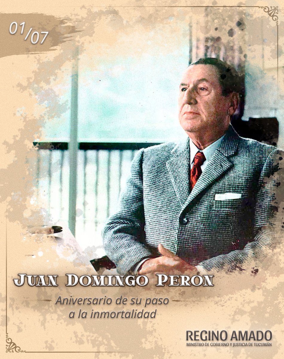 amado_regino's tweet photo. Hoy conmemoramos un nuevo aniversario del paso a la inmortalidad del General 𝗝𝘂𝗮𝗻 𝗗𝗼𝗺𝗶𝗻𝗴𝗼 𝗣𝗲𝗿𝗼́𝗻.

Su visión de una Argentina con justicia social, trabajo y dignidad para el pueblo sigue convocándonos a honrar esos principios con compromiso y responsabilidad. https://t.co/pjcvjx9THR