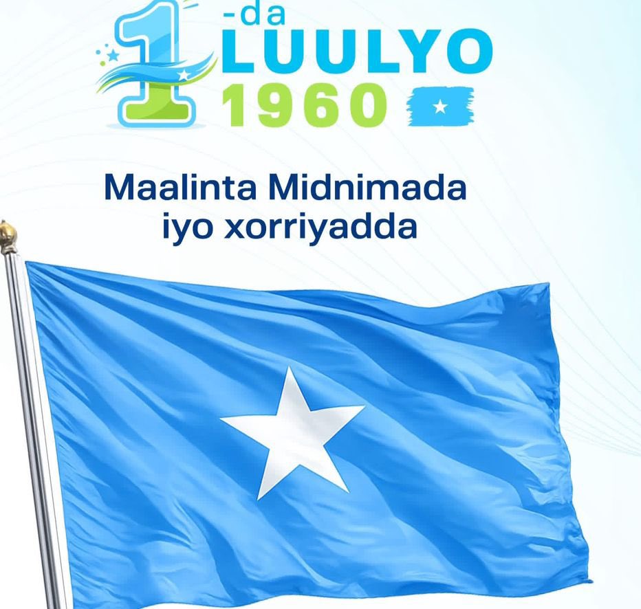 Cmmsmali's tweet photo. 🇸🇴 Happy Somali Unity, Union, and Independence Day!

Today, we honor the historic union of the North and South and celebrate the birth of the Somali Republic. May this day renew our commitment to unity, and a brighter future for all Somalis.

#Somalia #July1 #IndependenceDay https://t.co/S6yn4FJs9E