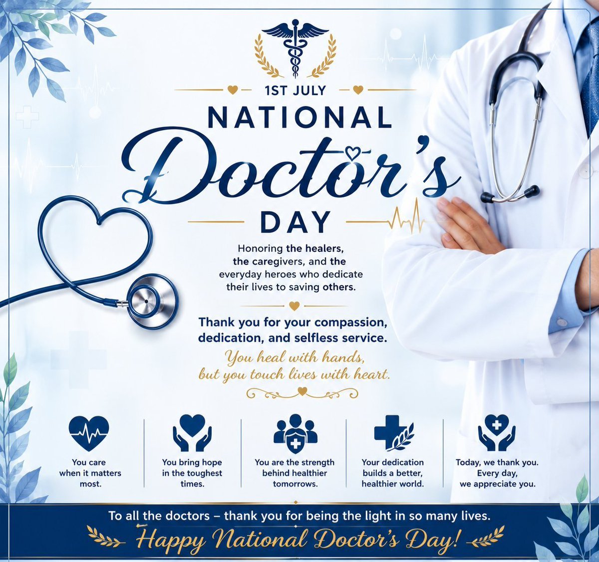 B_UPINDYA's tweet photo. @narendramodi Happy #National_Doctors_Day to the medical professionals👨‍⚕️🩺👩‍⚕️, near &amp; far dedicateed in healing, hope &amp; humanity. Their compassion, dedication, care &amp; service make the world healthier &amp; stronger.🫀🤗
May God bless them.

"Nation🇮🇳First ~ Humanity Always!" https://t.co/NTVjd2mbdO