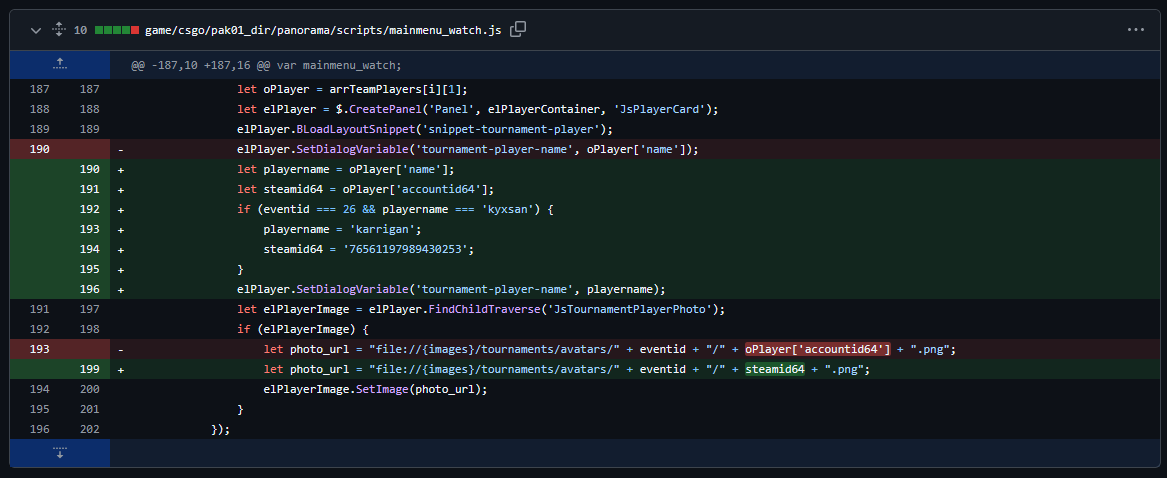 aquaismissing's tweet photo. I don't know why, but I find this incredibly funny.

With the latest update, Counter-Strike 2 developers had to hardcode the replacement of kyxsan with karrigan in the code. https://t.co/Sp8vpk5nDQ