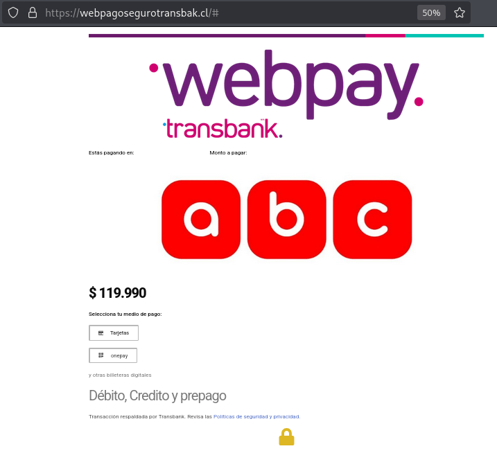 tial_cl's tweet photo. 🚨 Atención #Chile | Detectamos dominio suplantando #Webpay / #Transbank

El sitio simula una pasarela de pago Webpay, posiblemente aún en construcción.

🔎 Dominio activo:
webpagosegurotransbak[.]cl

👤 Usuario identificado:
soporte.ventasaldetalle@gmail[.]com
 Bot token de Telegram expuesto: 7780265028:AAHlIE9G4Lh1C_pRcDyXPDvjQ3Q4TLUoN3I
#Ciberseguridad #Phishing #ThreatHunting #DomainHunting #BrandProtection #Transbank #Webpay