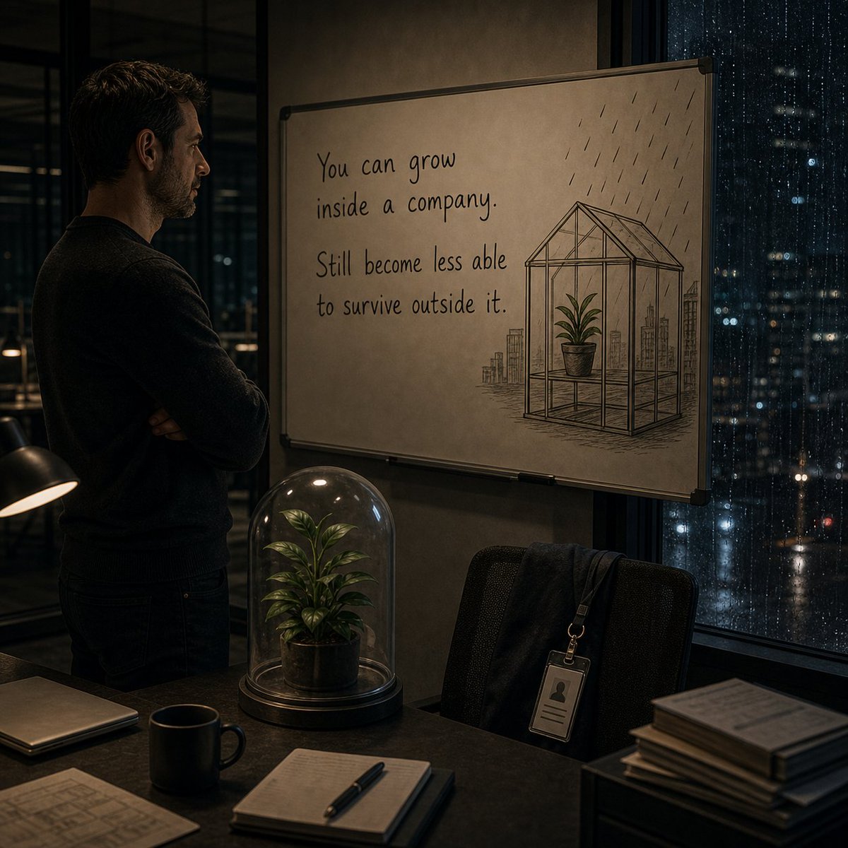 TinyAxels's tweet photo. You can grow inside a company.

Still become less able to survive outside it. https://t.co/RGhwUvfztW