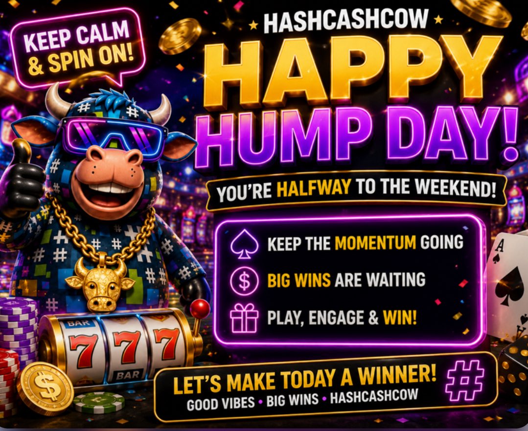 hashcashcow's tweet photo. hump day hustle: coffee โ slots ๐ฐ tiny wins ๐ธ big vibes โจ where are you spinning tonight? come join the herd ๐๐ฎ #humpday #crypto #hashcashcow https://t.co/nlXULl0KGb