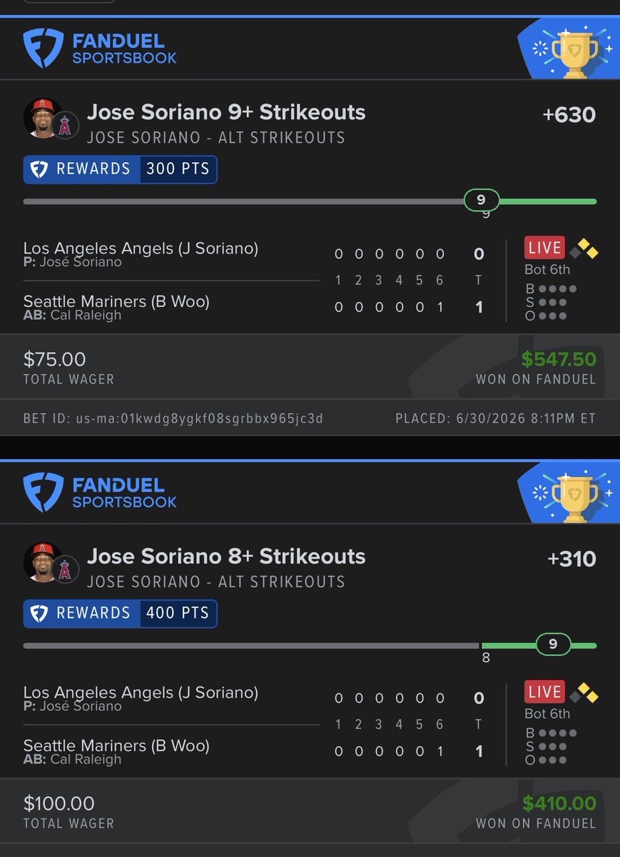 TheDegenCollect's tweet photo. Jose Soriano 👑 one away from the full ladder +$1702.50 https://t.co/fXan0JipzE