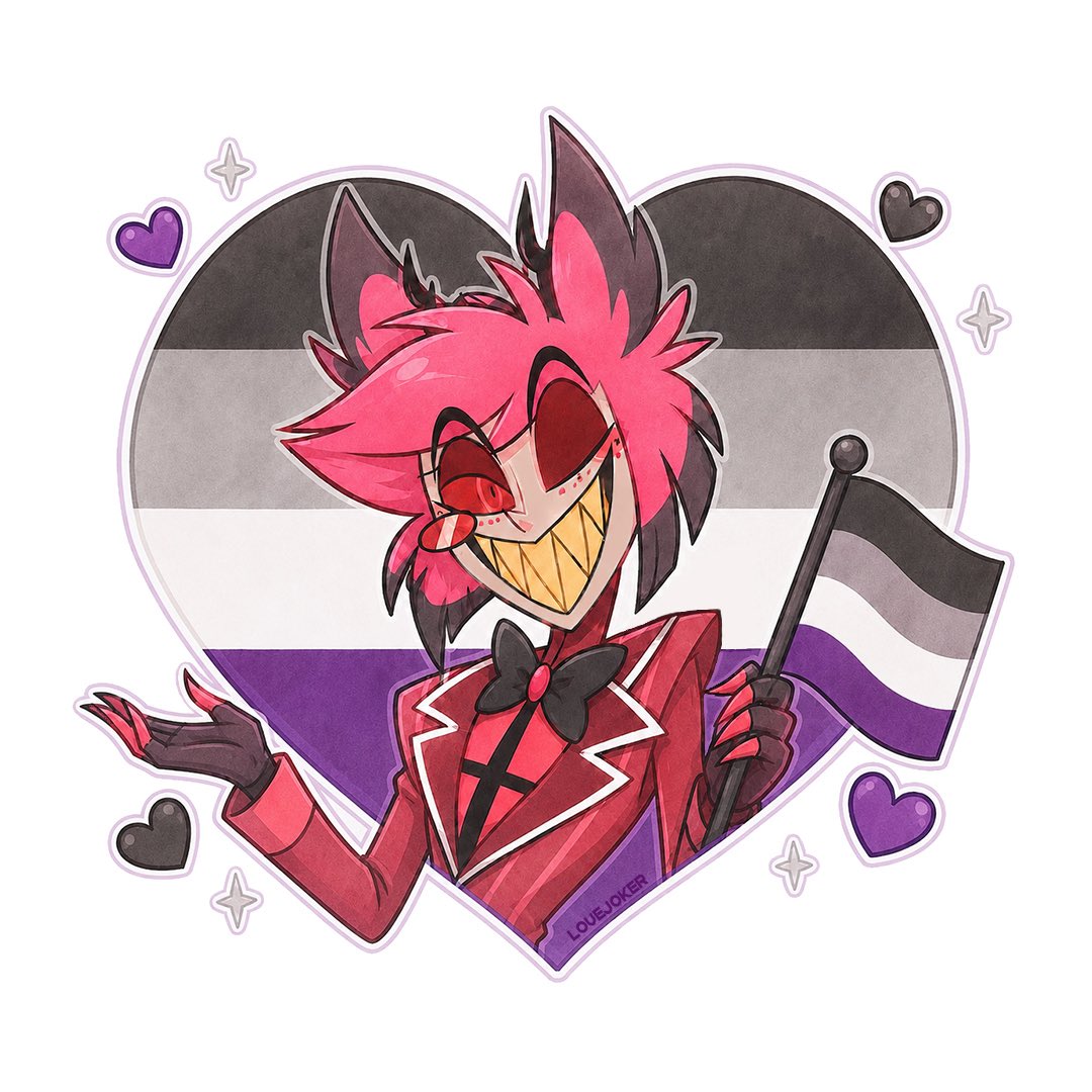 LOVEJOKERR666's tweet photo. ✨HAPPY PRIDE ! ! ! 🖤🩶🤍💜

“- A what now??”
Featuring Alastor ! 📻 👀

#HazbinHotel #ハズビンホテル　#alastor #pride2026 https://t.co/OLSRwCBv9q