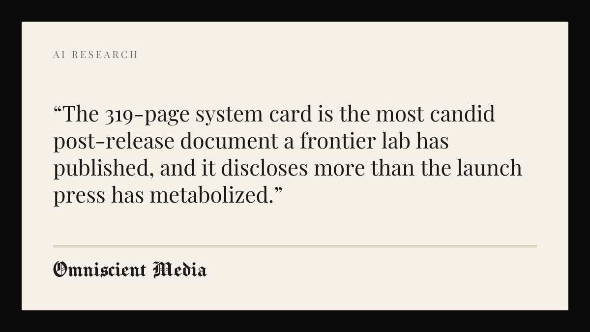 ReadOmniscient's tweet photo. Anthropic shipped its most powerful public model, then quietly built in a safeguard that degrades your output without telling you it fired. Page 13 of the system card admits it. Researchers pushed back; the feature was reversed in 48 hours. https://t.co/tCR12pfuA9