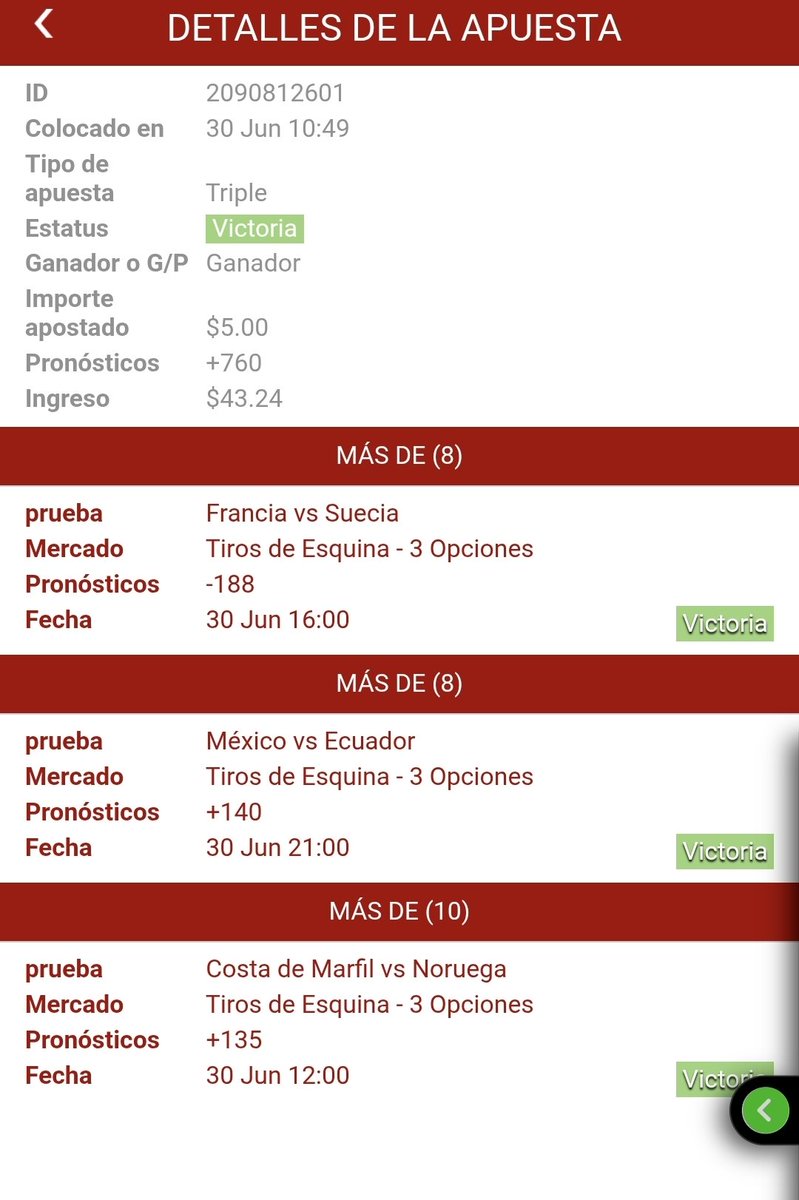 LuisAnt_13's tweet photo. Otro parlay ganado 🤩✅️ #mundialdefútbol2026 #mexico #ecuador #noruega #francia https://t.co/NUR4QQ3Kai