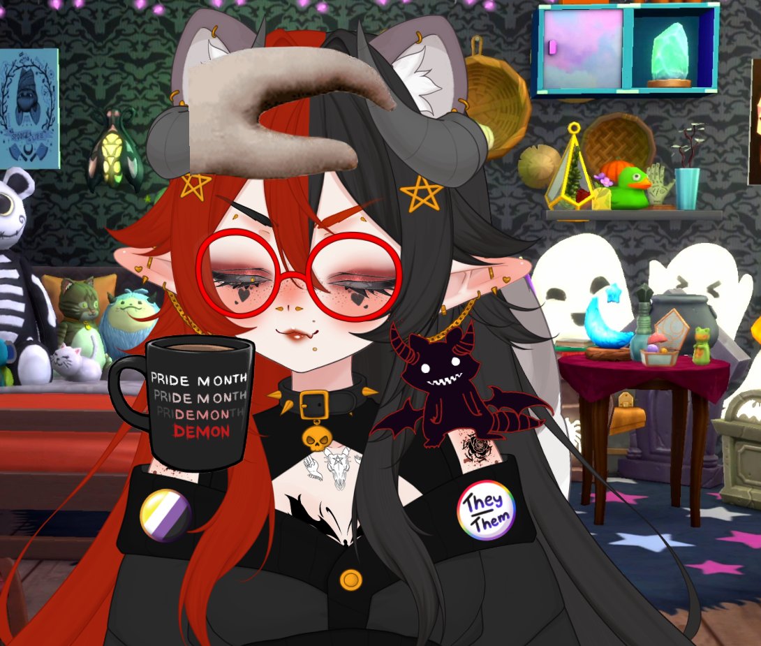 slykaylus's tweet photo. Thank you so much for showing up to my debut today guys!! I hope you like them as much as I like them!! Big shoutout to @MoshieDraws for such an amazing customizable!! #vtuber #VTuberEN #ENVTuber #VTubertakeover #midnightmoshiemodel https://t.co/OatU6R66Cv