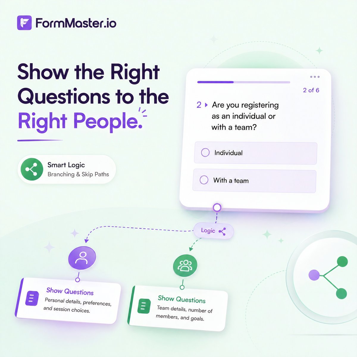 FormMaster_io's tweet photo. Not every user needs every question. https://t.co/tV4Sft123s helps you build smart forms with logic, branching, and skip paths, so people only see what matters. Create a more personal experience, collect better responses, and keep setup simple, all for free. https://t.co/mOA0YNHAoq