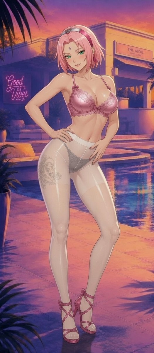 Dast_Money's tweet photo. Sakura Haruno de #Naruto 
Al estilo de portada de #Gta6 https://t.co/YbEfxbSYhg