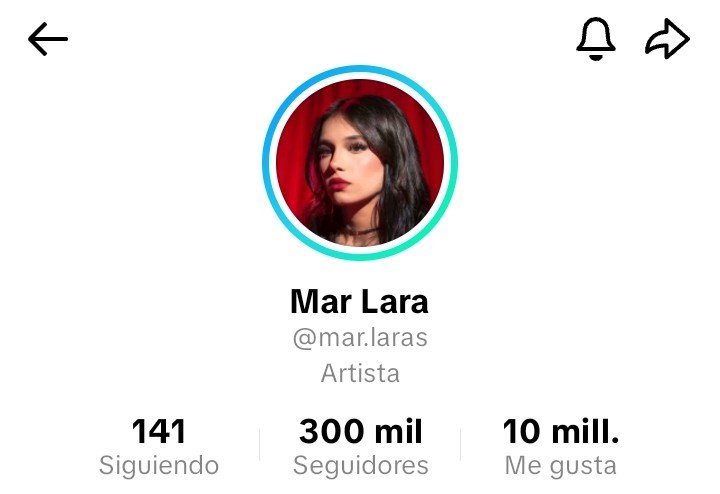 FanClubMarLraSv's tweet photo. Mar Lara acaba de superar los 300mil seguidores en tiktok y suma más de 10 millones de me gustas 🥳🔥 https://t.co/vcnCluLcqI