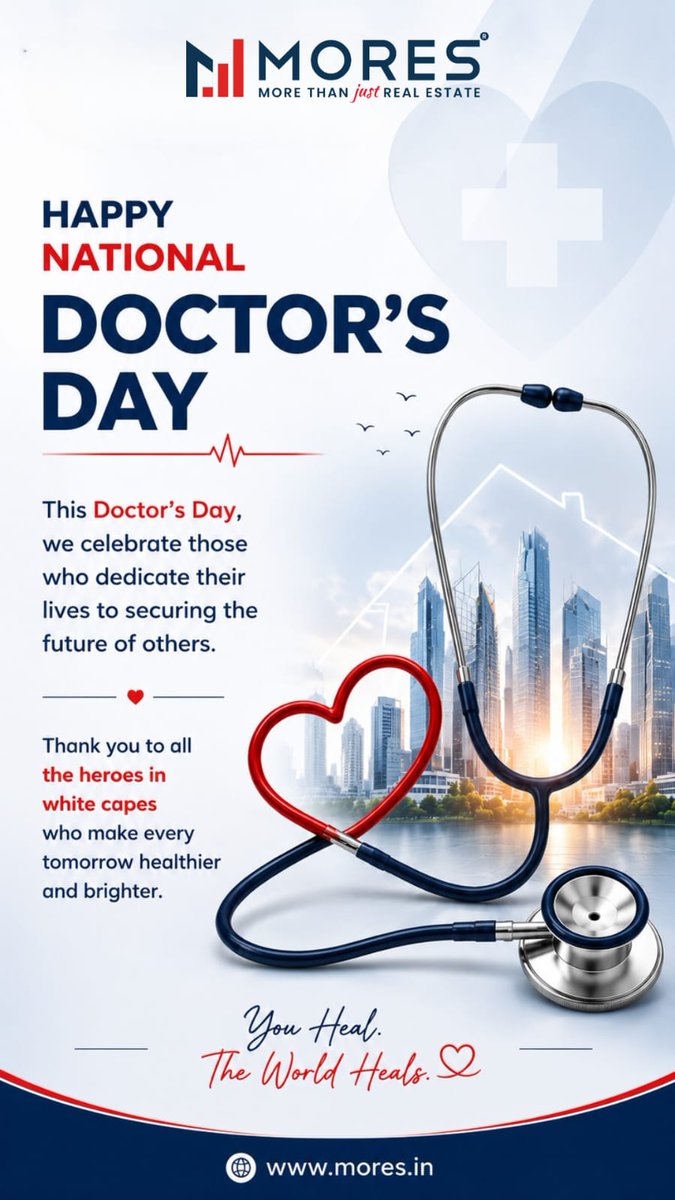 mores_techno's tweet photo. This Doctor’s Day, MORES salutes the heroes who dedicate their lives to securing healthier futures. Just as doctors guide lives, we guide smart real estate investments. Happy Doctor’s Day!
#NationalDoctorsDay #realestate #india https://t.co/rb31UZXL7n
