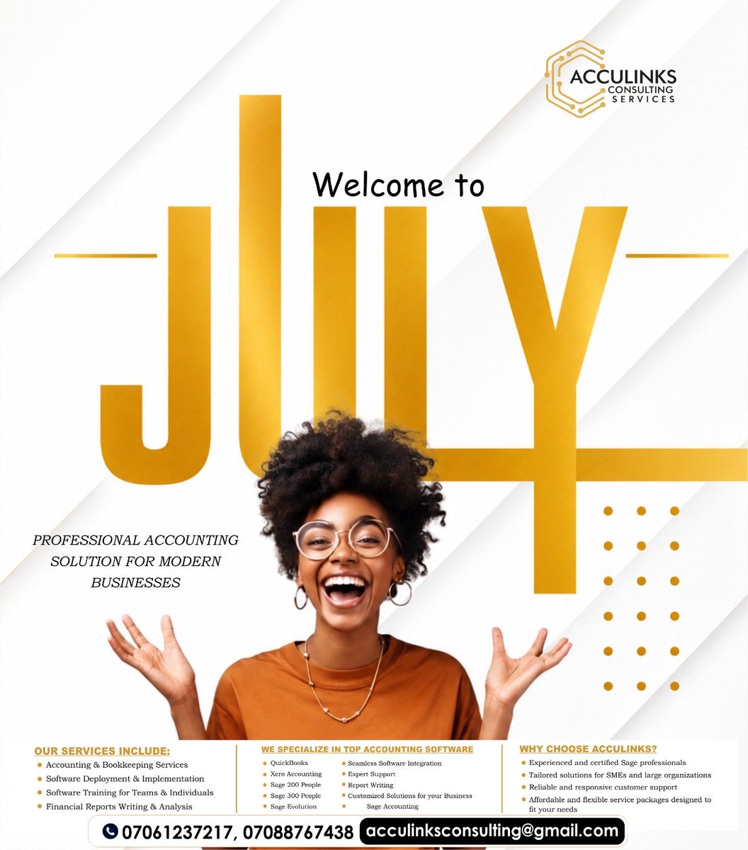 Acculinks's tweet photo. Welcome to a new month filled with fresh opportunities and greater achievements.

Thank you for trusting Acculinks Consulting Services. We look forward to serving you with excellence every step of the way.

Wishing you a productive, prosperous, and successful month ahead! https://t.co/rtpHUrzUMb