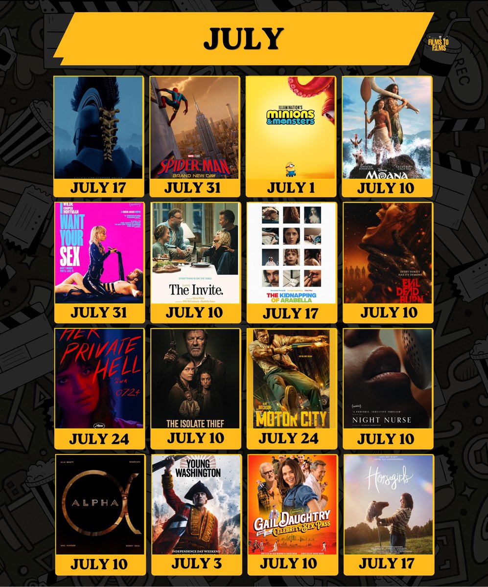 filmstofilms_'s tweet photo. July movie releases. https://t.co/Veh98VDwxg