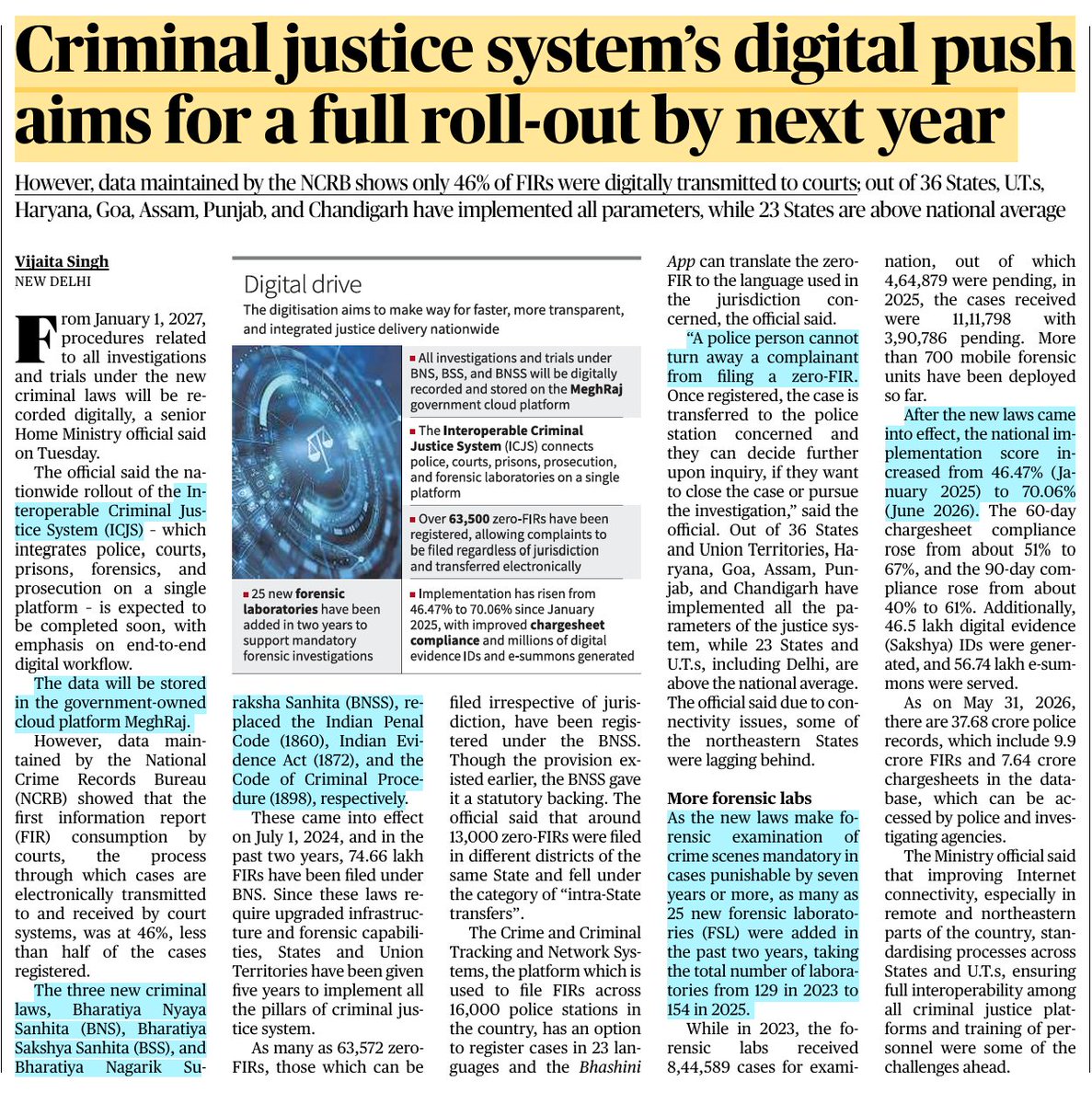 UPSCbasics's tweet photo. Interoperable Criminal Justice System 

(The Hindu) 

#upscprelims2026 #upsc #uppsc https://t.co/eeGrOZ9Da6