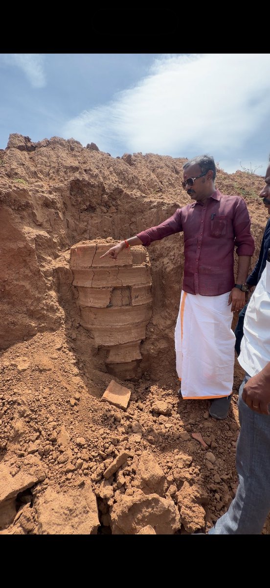asuvathaman's tweet photo. #Keeladi at #Panruti?

The region around Panruti, enriched by the Thenpennai, Malattar, and Kedilam rivers, appears to have once supported a vast urban civilization.

The evidence observed during our field visit suggests a densely populated settlement where people lived in houses constructed with strong, well-fired bricks. Features such as drainage systems and ring wells-similar to those found at Keeladi, are also present in this region.

We spent the entire day surveying the area near #thiruthuraiyur #poondi #varinjipakkam and documented a wide variety of pottery fragments. These included thin black-and-red ware sherds, thick pale-yellow pottery tempered with organic material and fired at high temperatures, finely crafted decorated pottery, and fragments of terracotta figurines.

In a few locations, we even came across pieces of human skeletal remains, indicating the possible presence of ancient burial urns (Muthumakkal Thazhis). At one site, a complete ring well was clearly visible.

These remains have been exposed after earth was excavated for a brick kiln. Local residents told us that such discoveries are quite common in the area. They recalled seeing hundreds of ring wells along the riverbanks over the years, many of which were unfortunately destroyed during bridge construction and other development works because their archaeological significance was not understood at the time.

Based on these observations, I believe this region once hosted a major urban civilization. If systematic archaeological excavations are undertaken, they could mark a significant turning point in our understanding of South Indian history.

Although the Kedilam River flows for only about 110 kilometres, historical records and studies have long associated its banks with a flourishing civilization and the Kadava Kingdom. Senthamangalam, the capital of the Kadava rulers, has already been documented as an important archaeological and historical site.

It is my earnest appeal that both the Archaeological Survey of India and the Tamil Nadu State Department of Archaeology undertake comprehensive excavations in this region and bring the remarkable story of the “Kedilam Civilization” to the world.

Note: The archaeological interpretation presented here is based on field observations and local accounts. Whether the site represents a civilization comparable to Keeladi can only be established through systematic scientific excavation, dating, and expert archaeological research. @ASIGoI @gssjodhpur @TVKVijayHQ @TNDIPRNEWS @CMOTamilnadu 

@narendramodi @AmitShah
@rajnathsingh @myogiadityanath @AshwiniVaishnaw @nsitharaman @NitinNabin @blsanthosh @MenonArvindBJP @ReddySudhakar21 @DrLMurugan
@NainarBJP