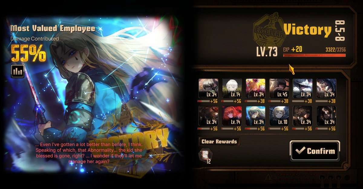 Moritzva2's tweet photo. I feel like a lot of newer Limbus players struggle with the game because it takes so long to level up your IDs, forcing people to go in underleveled. I get it, because when I started playing I was a tad underleveled for a while and it made bosses like Wei a nightmare (see below) https://t.co/yUhSbdWEhM
