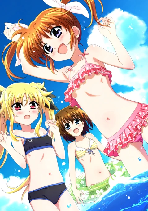 7月になっても今年はすごい涼しいけど夏らしい絵を再稿 なのはさんのアクスタアンケートへの投票お待ちしています