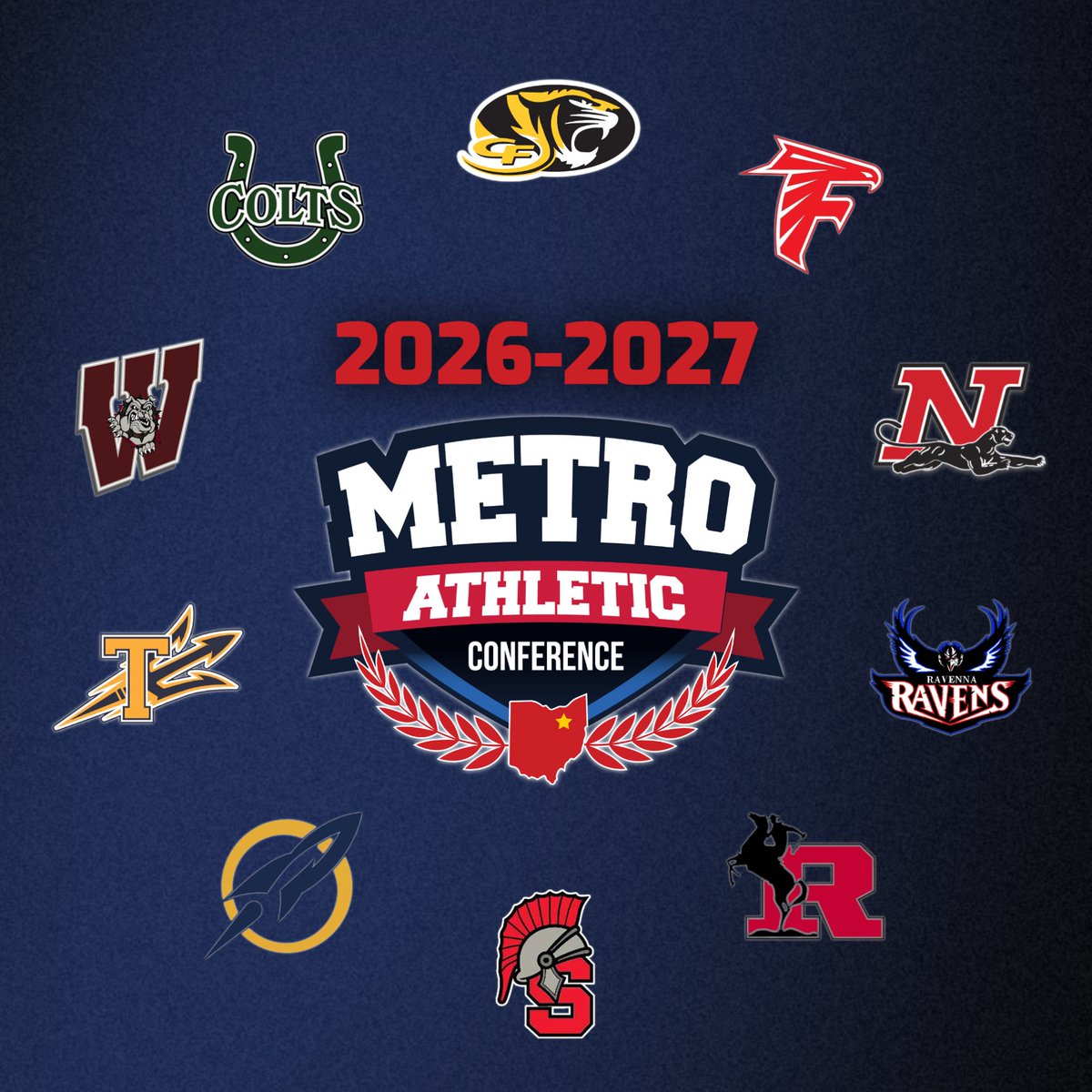 MACathletics's tweet photo. A new era of the Metro Athletic Conference has arrived! We are excited to welcome three new schools for the 2026-27 school year: Cuyahoga Falls, Roosevelt, and Tallmadge.
Stay tuned for more information throughout the month for fall-sport conference schedule releases. https://t.co/vbVphHu3iz