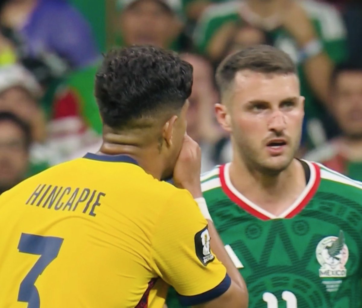 ProFoot_HQ's tweet photo. 🟥 RED CARD. Piero Hincapié receives a red card for covering his mouth with his hands. https://t.co/NIZj8QJVio