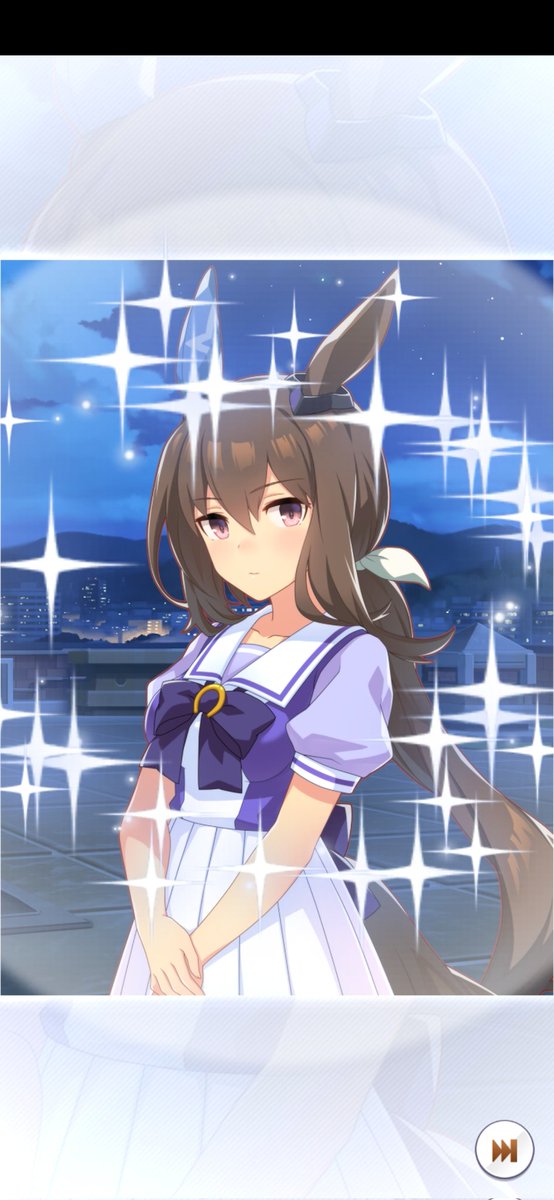 misaka81's tweet photo. 初めて夜になった！😆
スクショ失敗したら、無駄に輝いてるRアドマイヤベガになった🤣 https://t.co/bUfV5tdQ3X