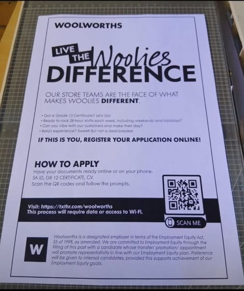 NthabelengDlam3's tweet photo. Woolies job plug https://t.co/K1kqqqjhwS