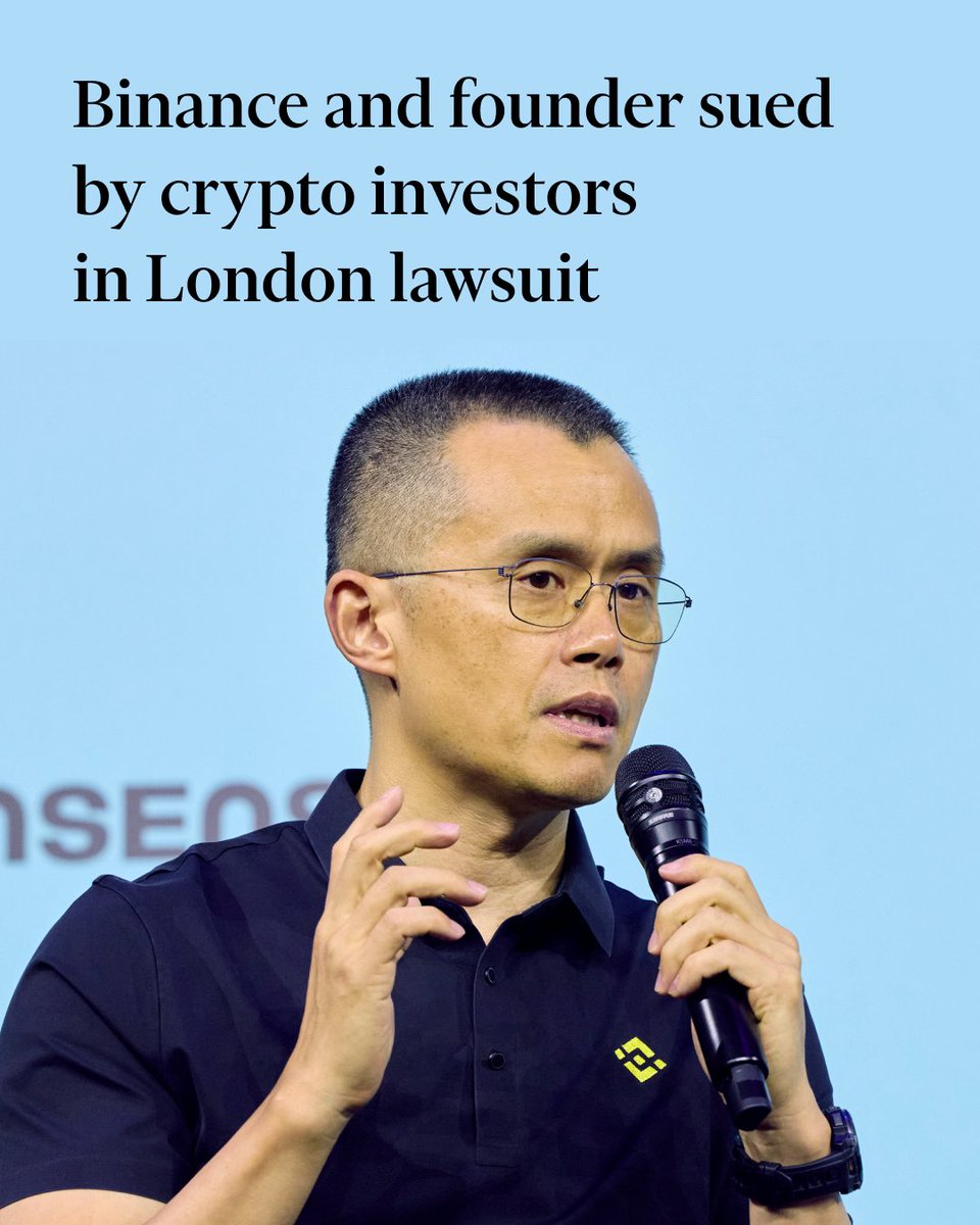 Silivabrota's tweet photo. Finally @binance and @cz_binance will pay for the many shitcoins scam they listed and rugged - 99% under the pretext #dyor and #nfa.

Binance and its co-founder Changpeng Zhao face a claim from nearly 1,700 investors who allege that the world’s biggest crypto exchange offered risky derivative products to retail traders without approval from the UK financial regulator.