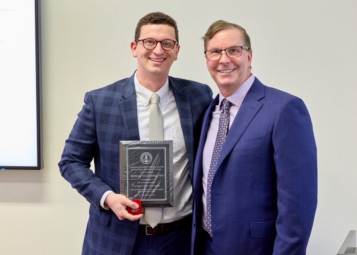 StanfordPlastic's tweet photo. Congratulations to Dr. Anthony DeLeonibus on completing his Craniofacial Clinical Instructorship this week! 🎉

Thank you for your dedication, hard work, and contributions to our program. We wish you all the best as you begin this exciting next chapter in your career. https://t.co/aZX034RXHN