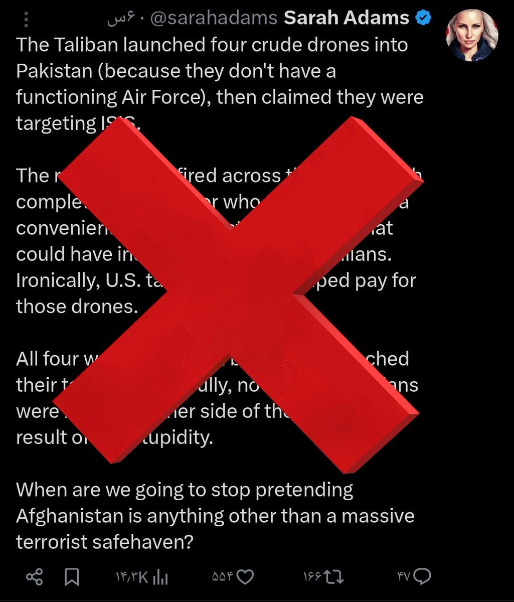 AFGShield's tweet photo. ( @sarahadams) This account operates against the interests of the people of Afghanistan, yet unfortunately it has not been suspended by @X.

The account that was working in support of Afghanistan’s interests was suspended.@AFGDefense)
@nikitabier https://t.co/TGDoWp4ioN