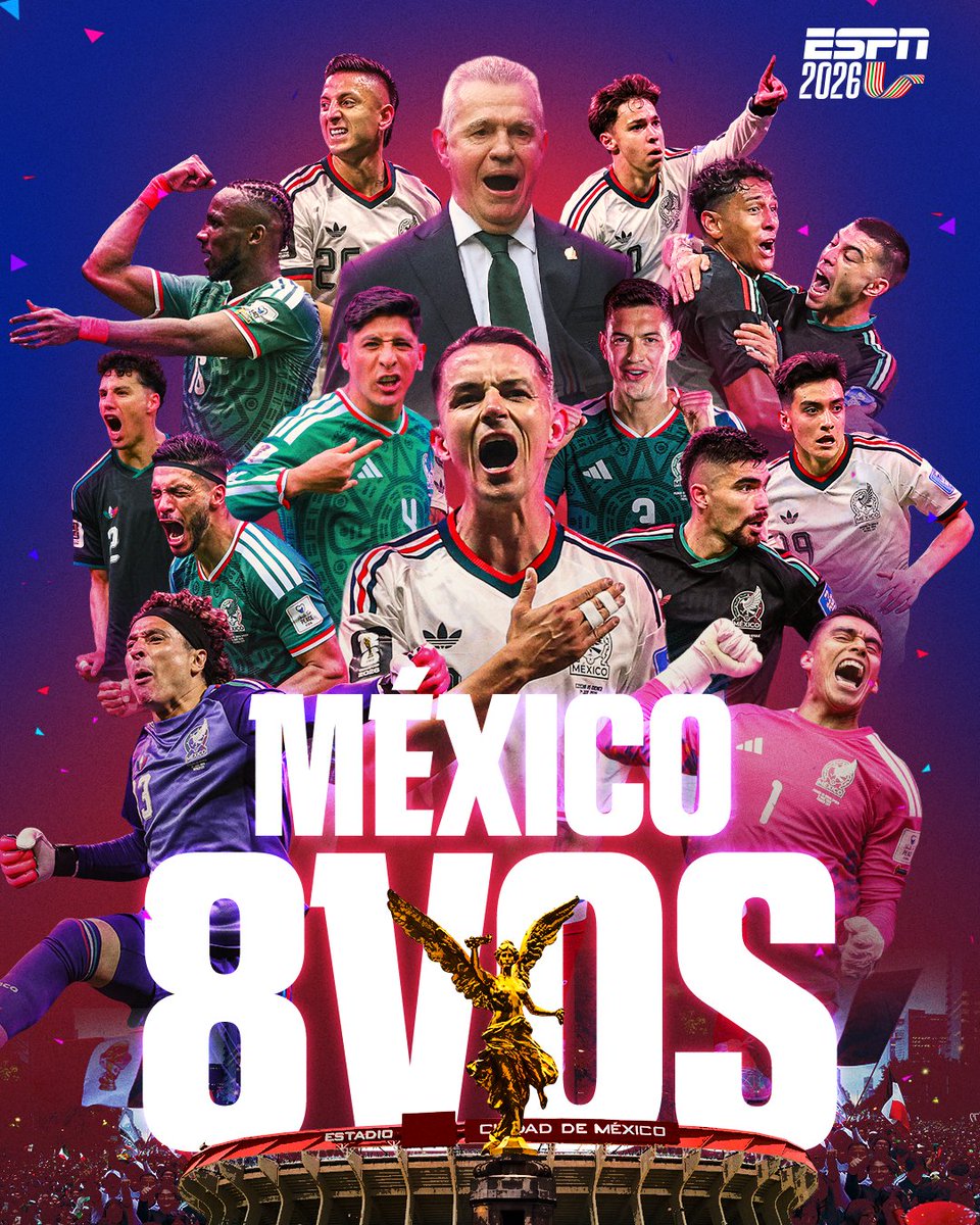 ESPNmx's tweet photo. ¡MÉXCO HACE HISTORIA! 🇲🇽 🔥
¡MÉXICO ESTÁ EN OCTAVOS DE FINAL! 🇲🇽💥

EL TRI DERROTÓ A ECUADOR 🇪🇨 Y REGRESA A LOS OCTAVOS DE FINAL DE LA COPA DEL MUNDO🏆 https://t.co/KHdJ3hkQf3