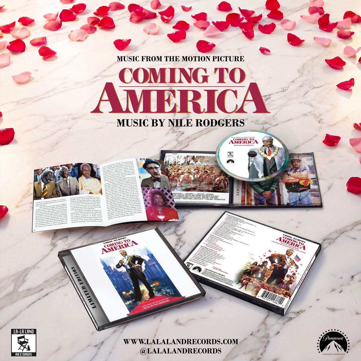 LaLaLandRecords's tweet photo. AVAILABLE TO ORDER NOW at https://t.co/M4LZNDcnAp - world premiere Limited Edition #ComingToAmerica #Soundtrack CD by #NileRodgers !!! #EddieMurphy #80s https://t.co/H1dWafuvr9