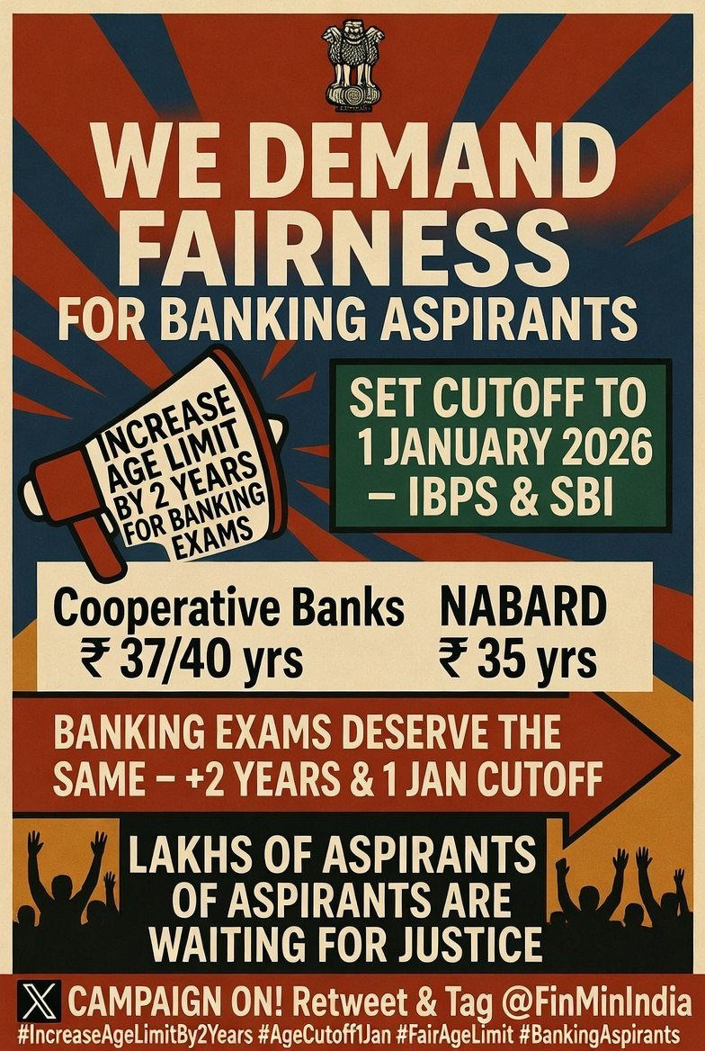 Priya2070's tweet photo. Recruitment reforms should expand opportunities, not unintentionally reduce them. Fix 1st January as the standard cutoff date.
#FixIBPSAgeCutoffTo1stJan #AgeRelaxation #EqualOpportunity
@PMOIndia @FinMinIndia @DFS_India @ibps_official https://t.co/l2IYmh5MbX