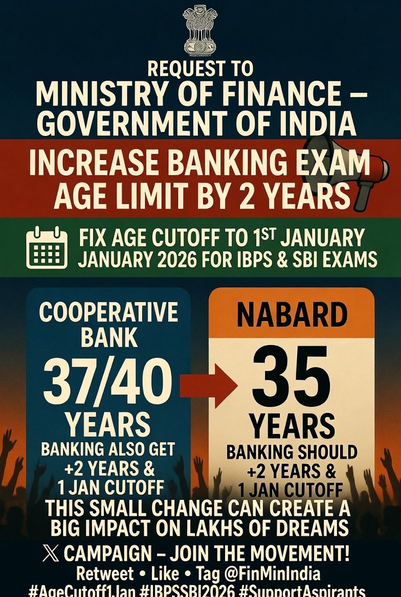 Priya2070's tweet photo. Recruitment reforms should expand opportunities, not unintentionally reduce them. Fix 1st January as the standard cutoff date.
#FixIBPSAgeCutoffTo1stJan #AgeRelaxation #EqualOpportunity
@PMOIndia @FinMinIndia @DFS_India @ibps_official https://t.co/l2IYmh5MbX