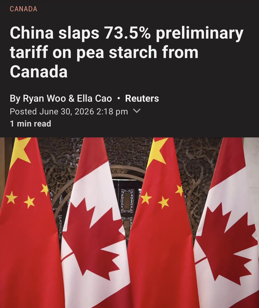 andrearthurciel's tweet photo. La Chine, votre nouveau partenaire économique, impose un tarif de 73.5% au Canada!

Le Canada est officiellement un pays de marde, remplis d’abrutis.

* https://t.co/u6hRjoW0VU