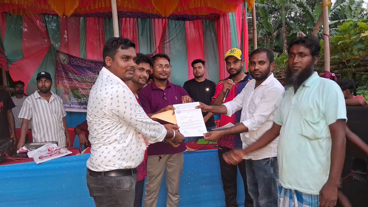 GLFIndia's tweet photo. 🏏 Green Leaf Foundation, Gossaigaon successfully organized the Bhomrabil No-1 Cricket Tournament 2026 on 13–14 June at 1 No. Bhomrabil, Kokrajhar, Assam.

🏆 Toll Plaza, Telipara emerged as Champions, defeating Simultapu Lions by 59 runs in the final. https://t.co/JKpNqb6Lg6