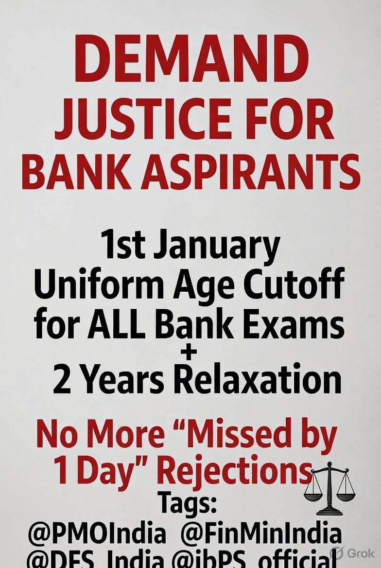AmitPatil26's tweet photo. #FixIBPSAgeCutoffTo1stJan
#FairChance
#EqualOpportunity

@PMOIndia @FinMinIndia @DFS_India @ibps_official https://t.co/93mXIveDNv