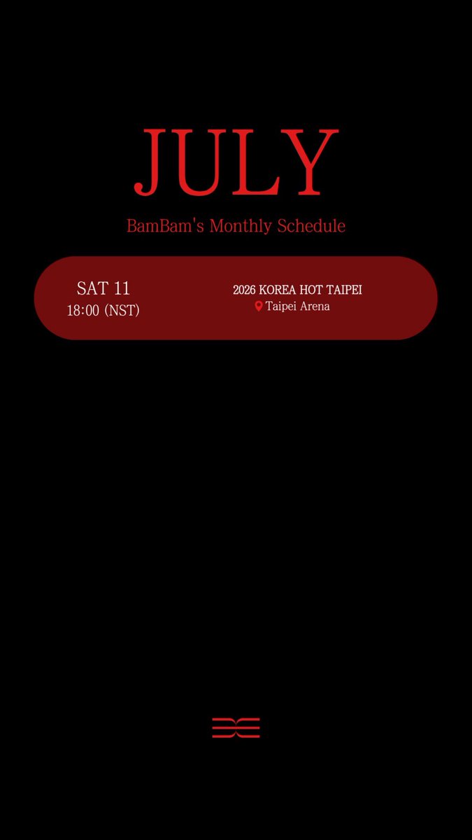 bambamuniverse's tweet photo. 260701 | @BAMBAMxBAMMIE’s IG Story Update‼️

𝗝𝗨𝗟𝗬 𝗕𝗮𝗺𝗕𝗮𝗺’𝘀 𝗠𝗼𝗻𝘁𝗵𝗹𝘆 𝗦𝗰𝗵𝗲𝗱𝘂𝗹𝗲 🖤❤️

#BamBam #뱀뱀 @BamBam1A https://t.co/uJoufyv3YL