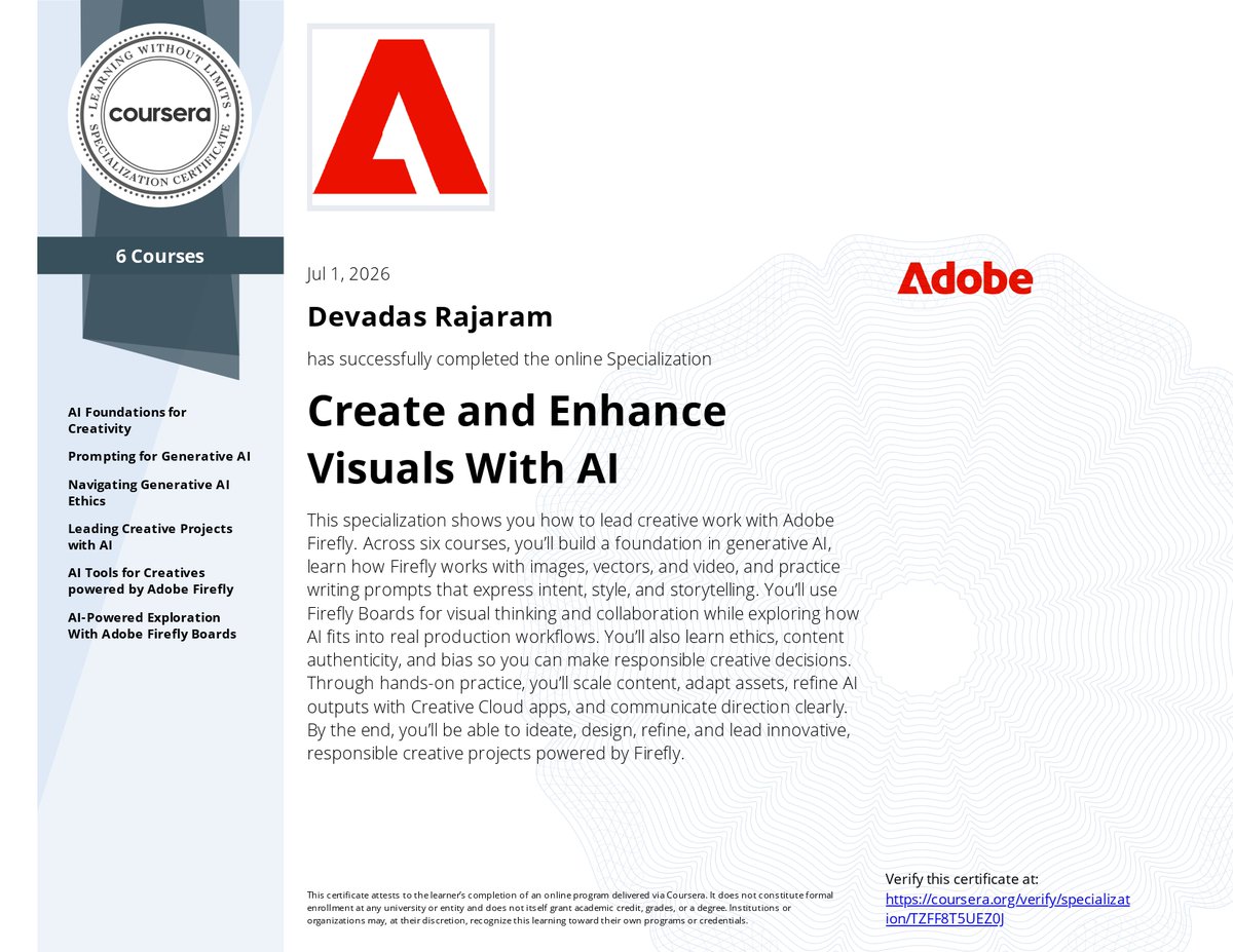 DevadasRajaram's tweet photo. Reimagine creativity with #GenerativeAI 🚀 Use @Adobe Firefly to design visuals, create video & audio effects, build mood boards, and collaborate seamlessly. From idea to share-ready content - faster, smarter, better.
🎥🔊 #AI #CreativeTech #LearningNeverStops https://t.co/skvPS2IVor