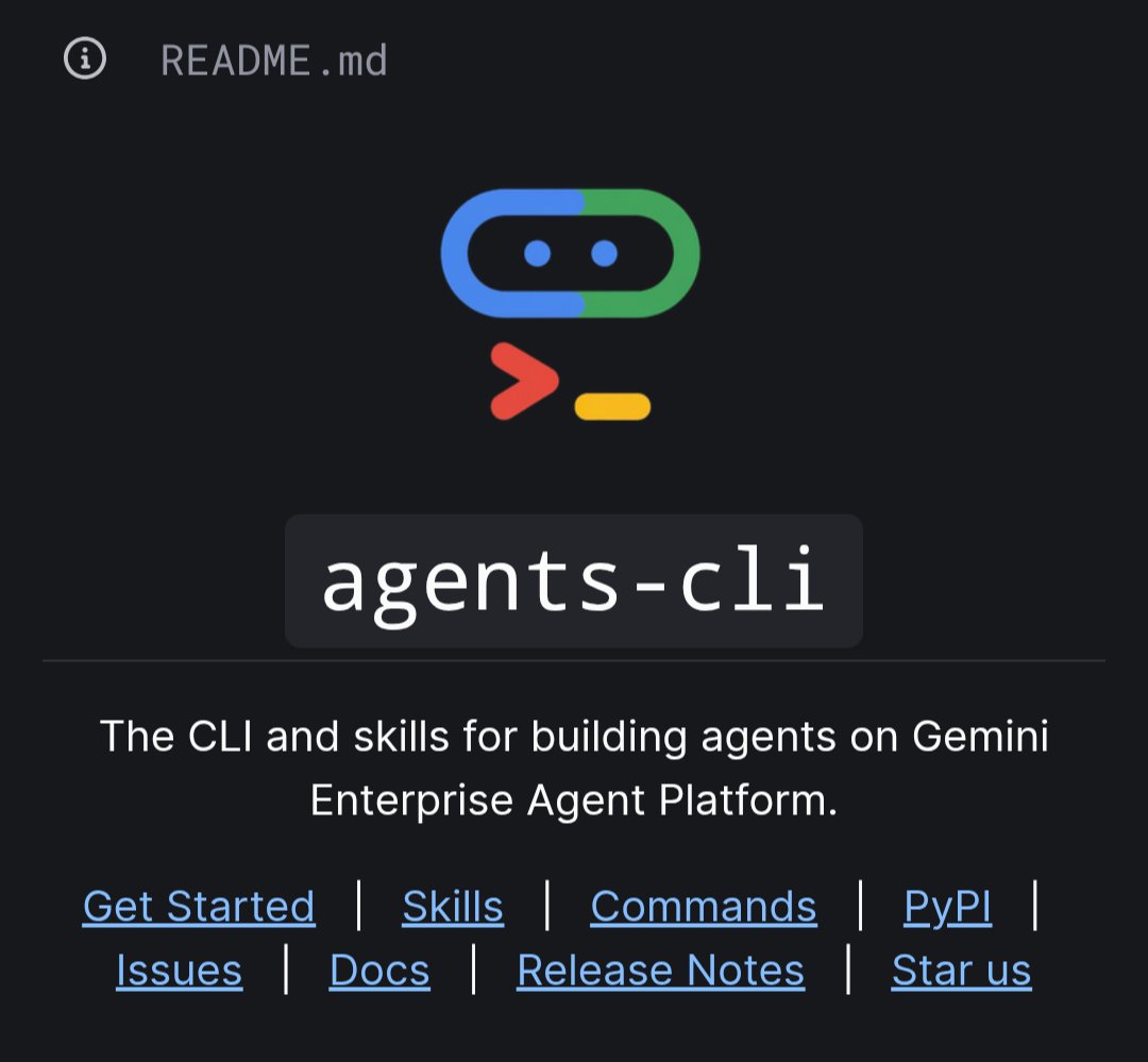 agents-cli documentation showing setup for turning coding agents into Google Cloud agent builders with scaffold, eval, deploy, and observability skills